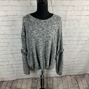 Tura ruffled sleeve sweatshirt
